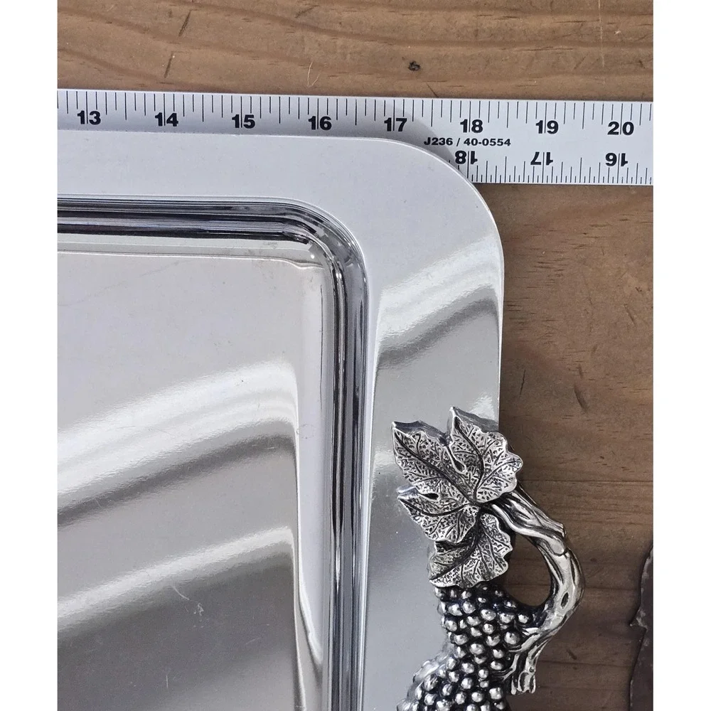 Vintage Towle Silversmiths Grape Vine Serving Tray Silver Tone 20